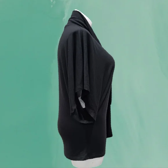 Ashley Stewart Jersey Blouse Top Oversized Kimono Sleeve Black Versatile Wear 1X - Picture 7 of 9